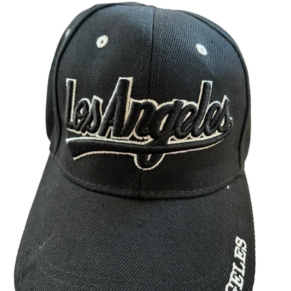 Los Angeles Hat Black Adjustable Baseball Cap LA California Streetwear Casual - Picture 4 of 13